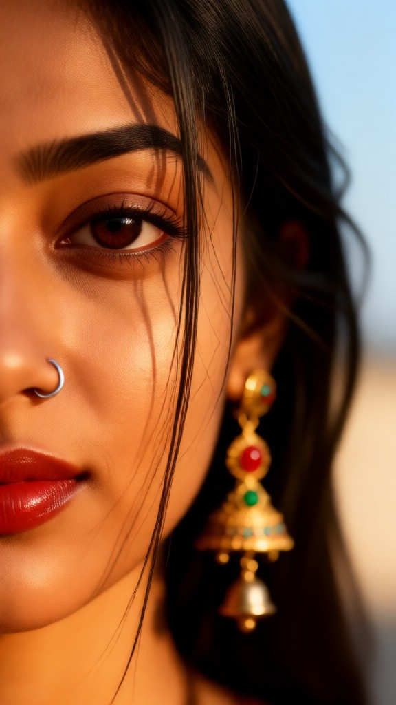 Half of a beautiful woman's face image