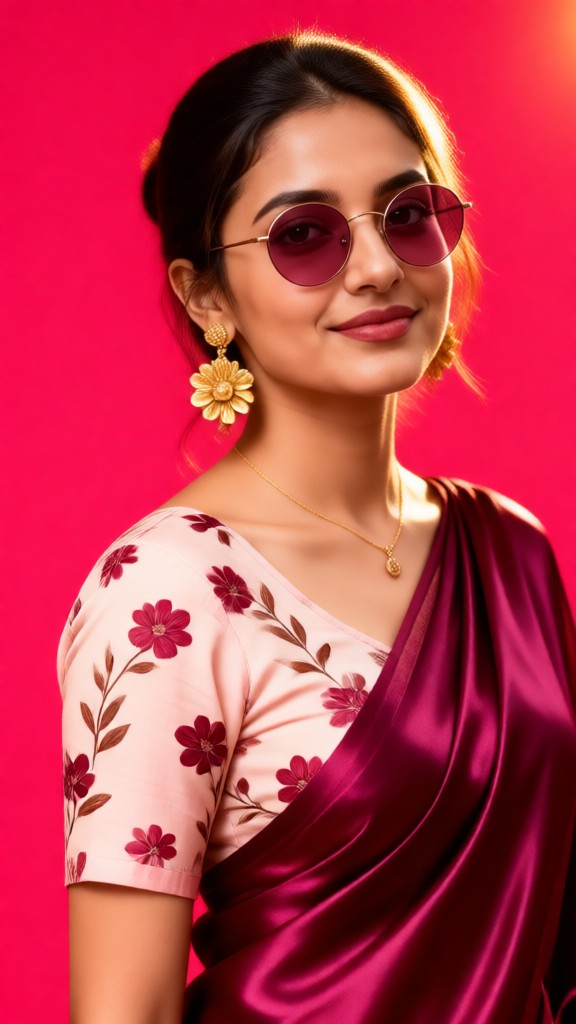 Beautiful photo in a Red Saree image