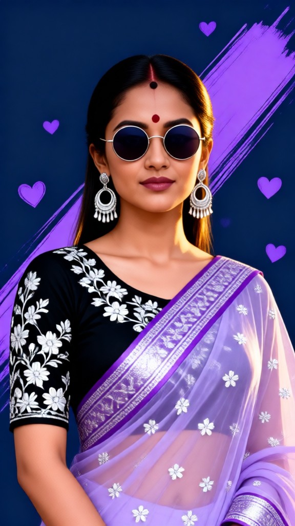 Beautiful photo in a Purple Saree image