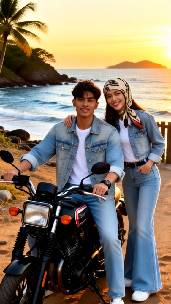 The 80s Vintage Couple On A Motorcycle-03-I image
