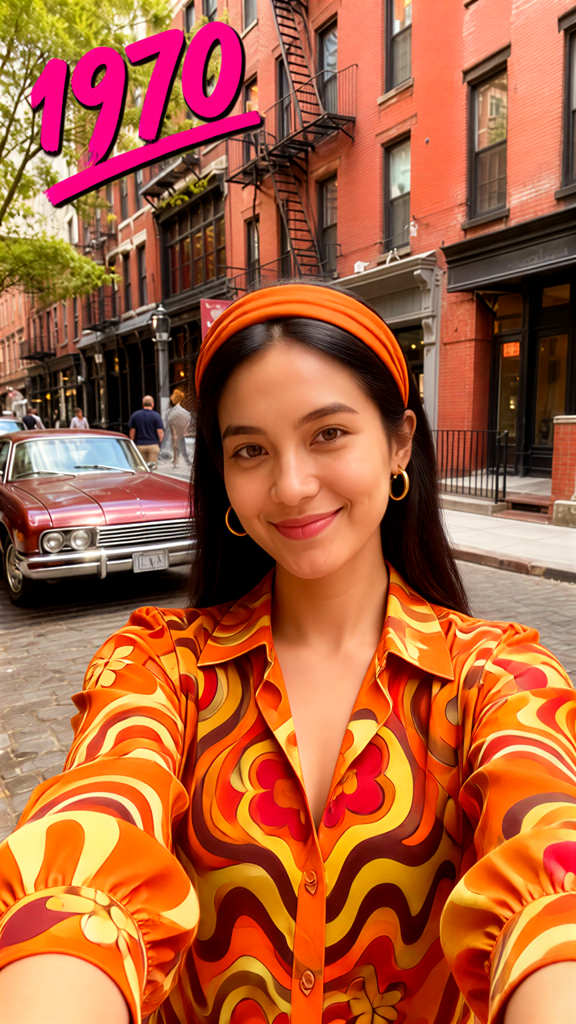 1970s vintage selfie image