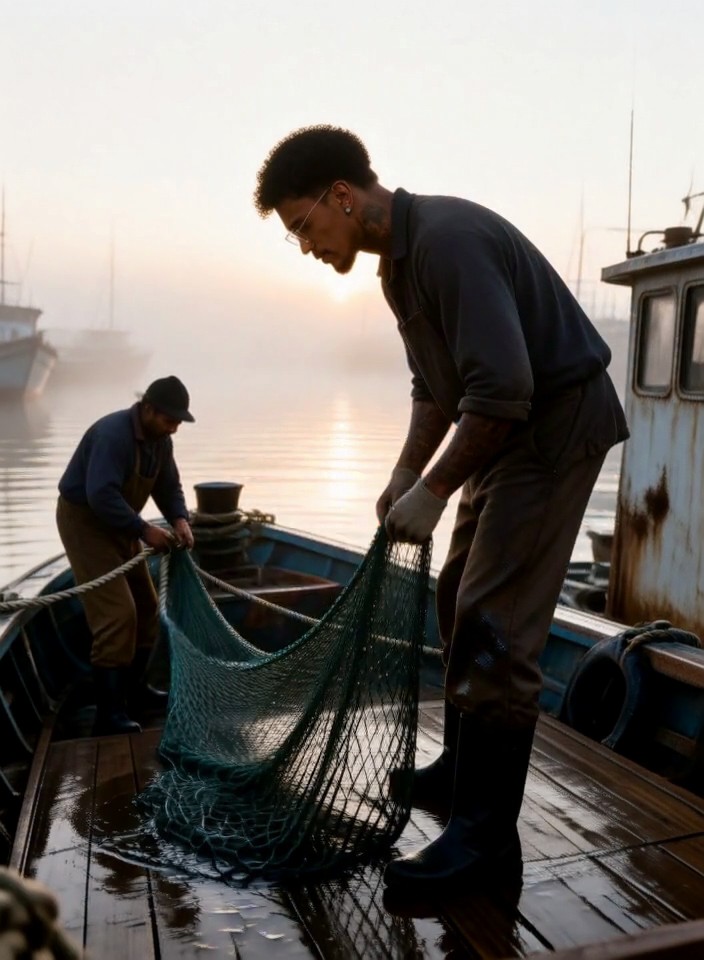 Realistic simulation of fishing boat life image