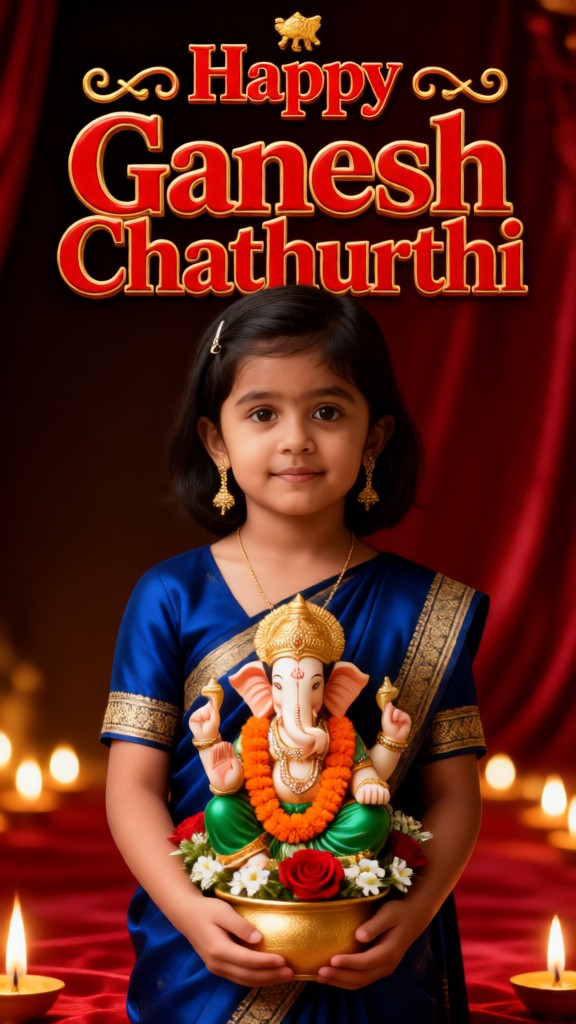 A two-colour photographic portrait of Ganesha holding an image image