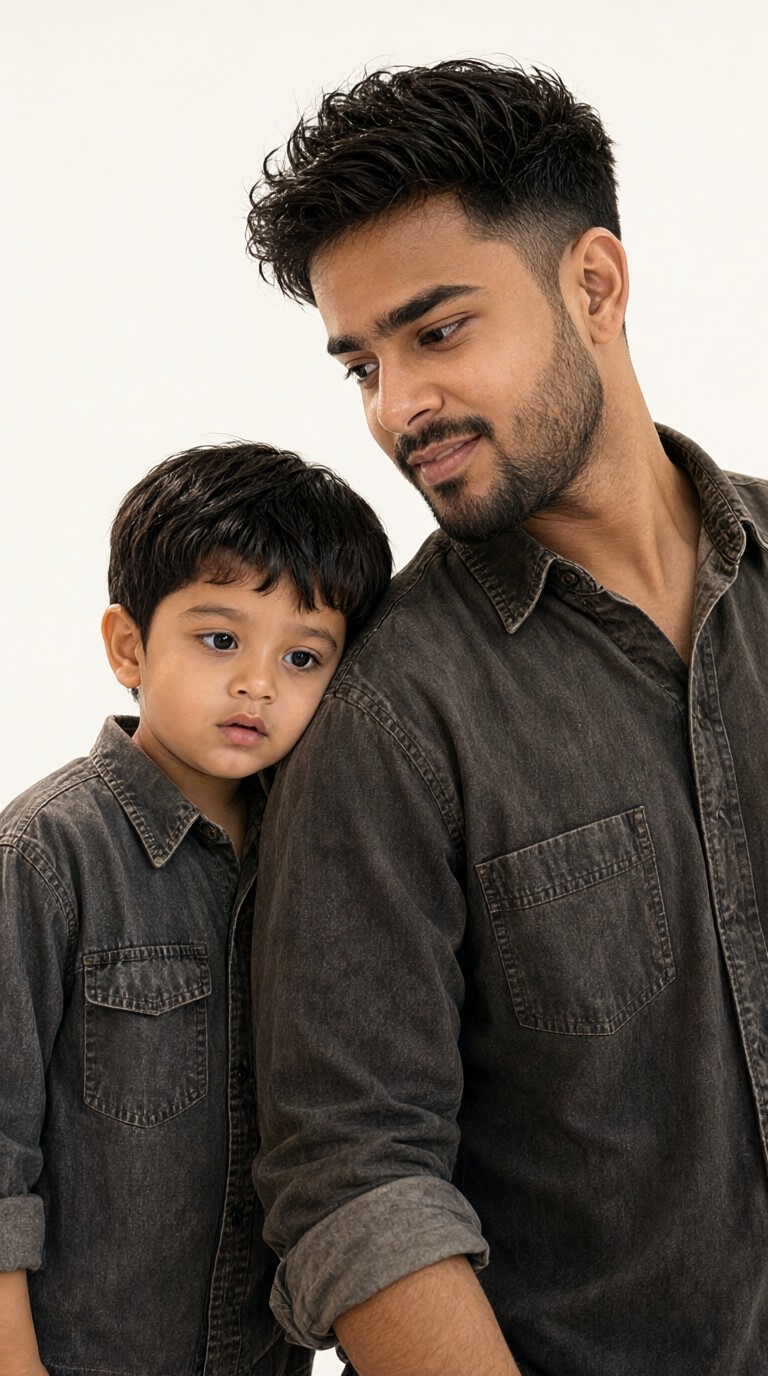 Vater und Sohn, Braune Jacken image