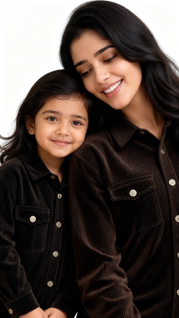 Mother and Daughter,Brown Shirts image
