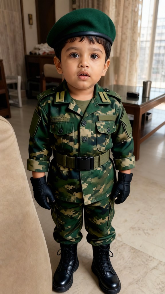 Baby in a Military Uniform image