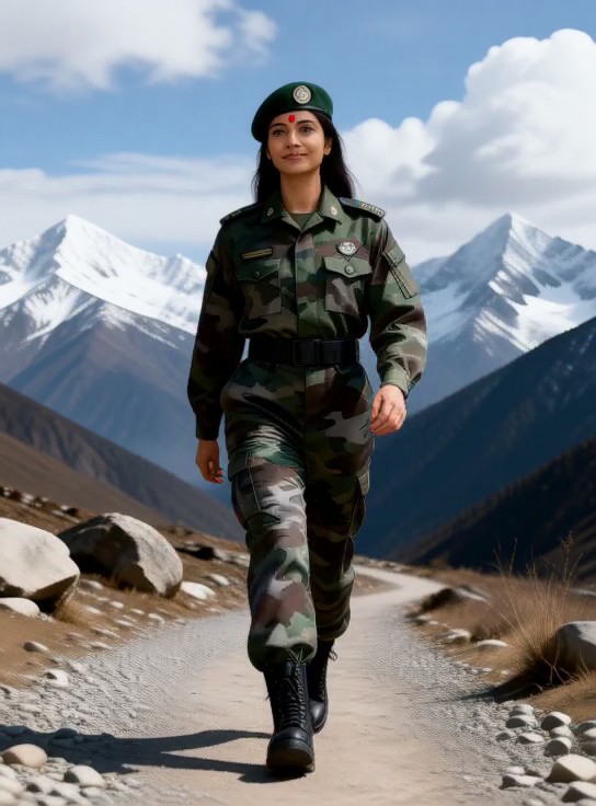 Female Soldiers Fly Toward the Snow-Capped Mountains image