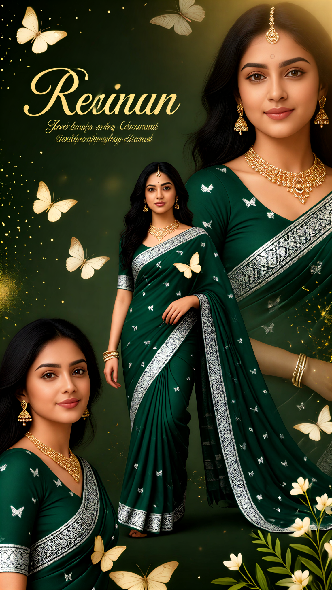 Butterfly and Green Veil Women's Collage Poster image