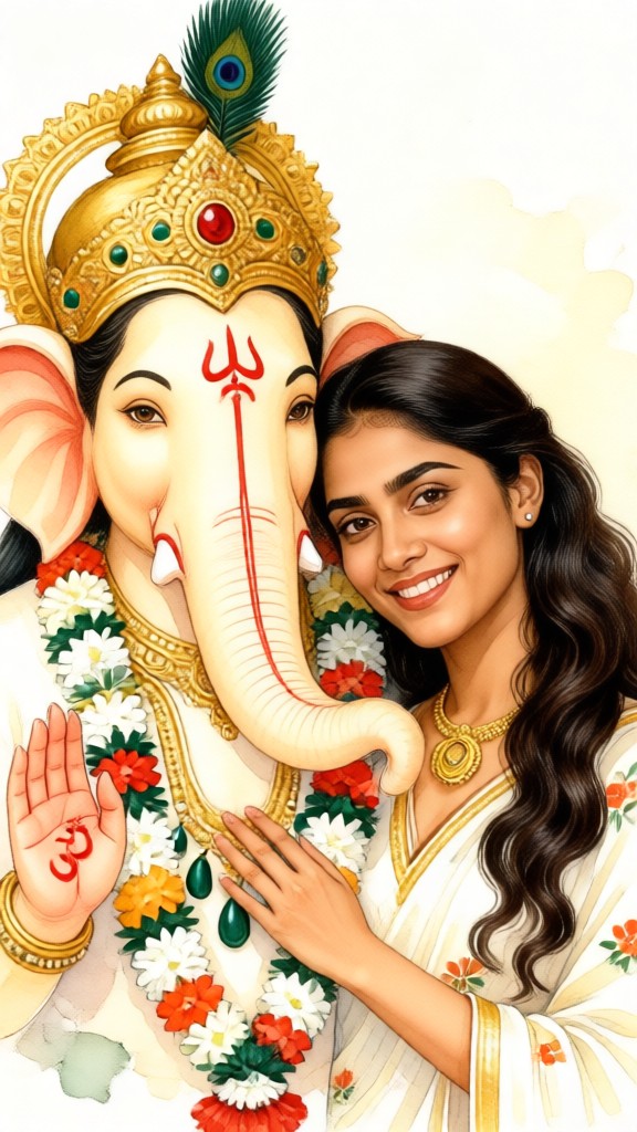 Watercolor-style Ganesh Photo image