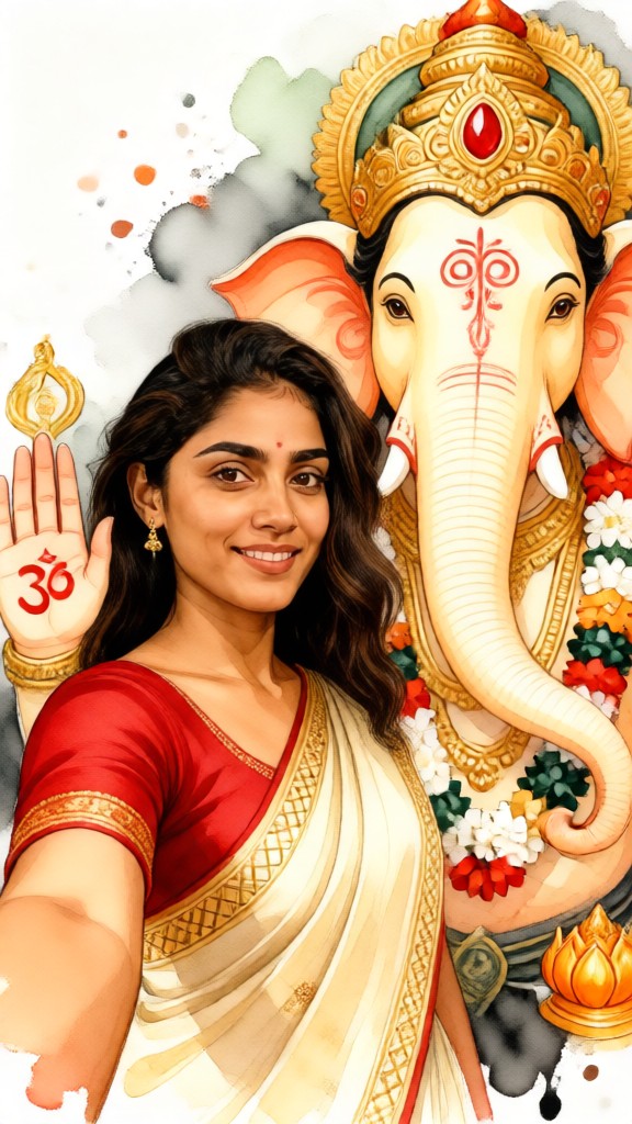 Watercolor-style Ganesh Photo image