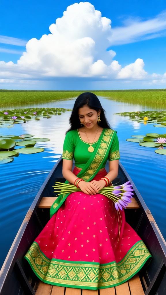 A Beautiful Woman on a Boat image