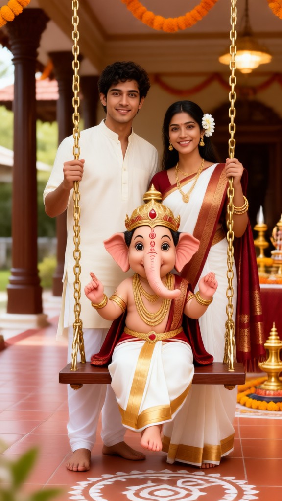 A 부부 로 ganesha swinging 에 a swing image