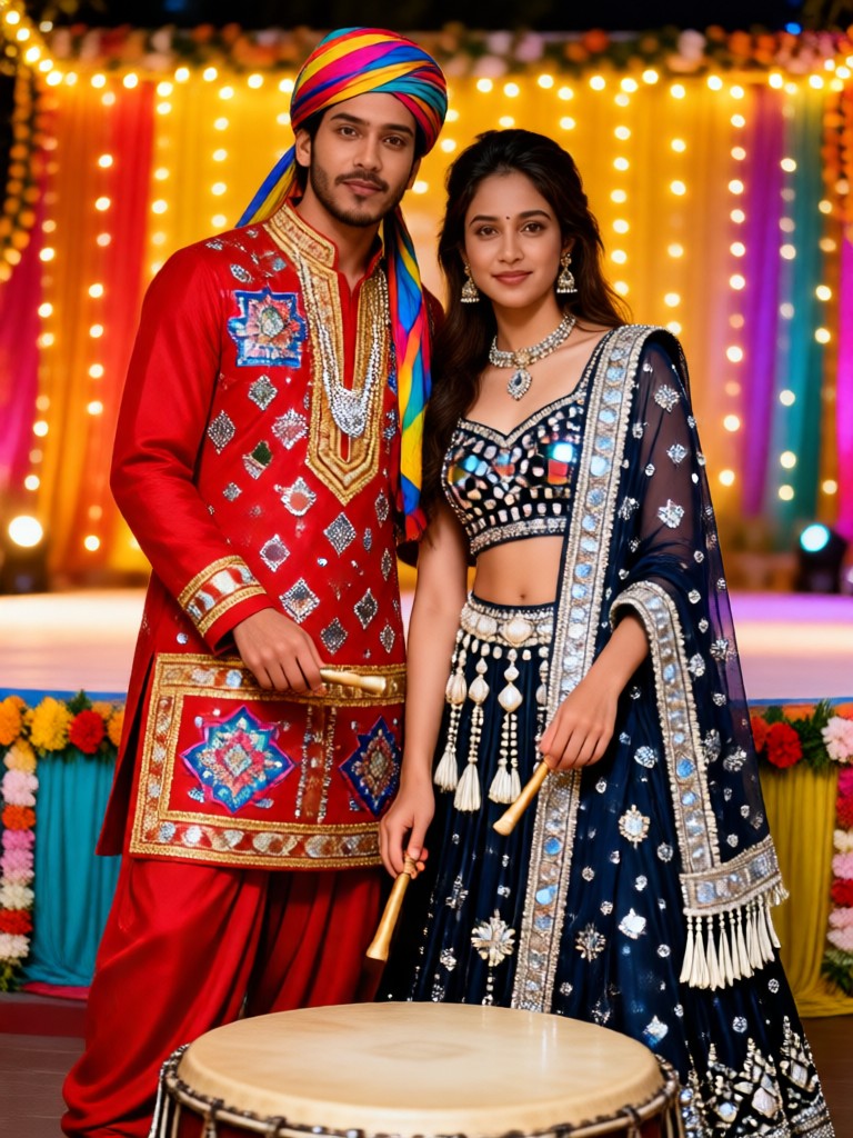 Navratri Couple Drum Celebration image