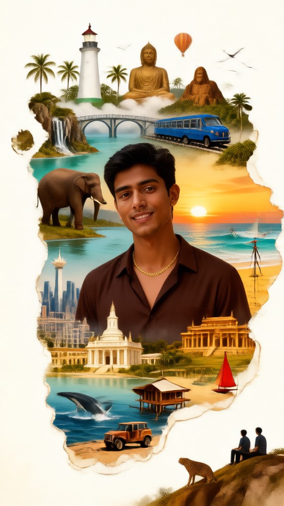 Sri Lanka Mapa Outline Viagem Colagem Poster image