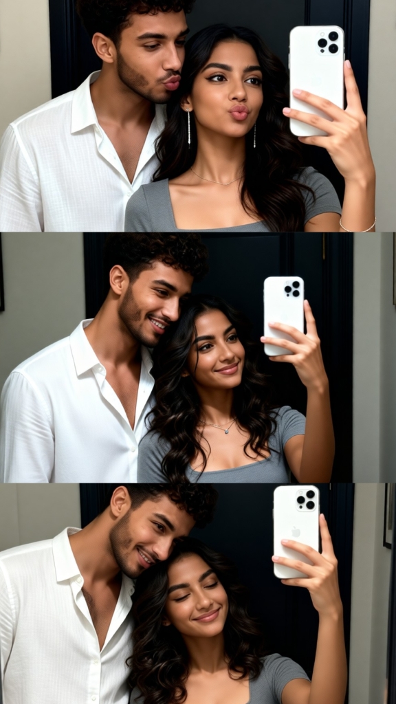 Cute Couple Selfie Three-Grid-Brazil image