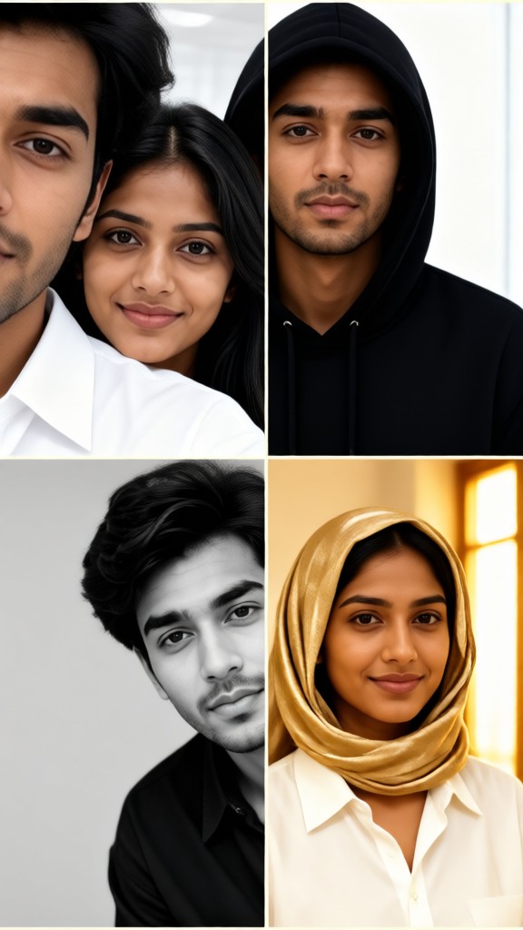 Four-Panel Photo Collage with Face Covered image