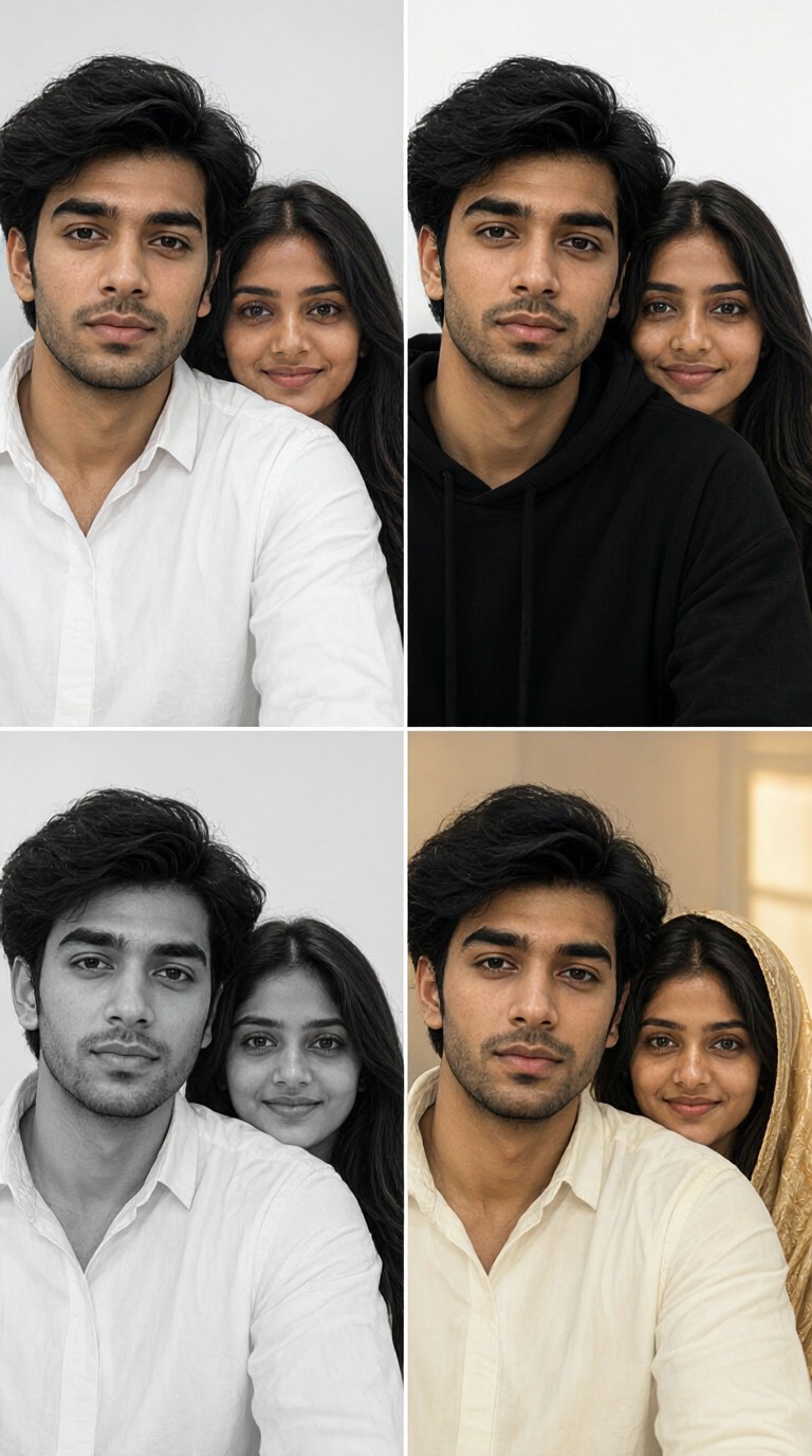Four-Panel Photo Collage with Face Covered image