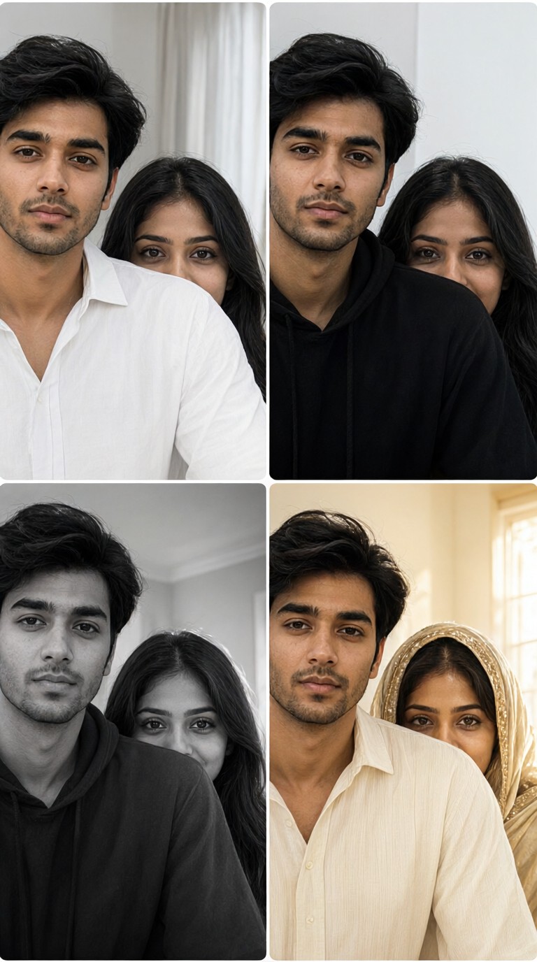 Four-Panel Photo Collage with Face Covered image