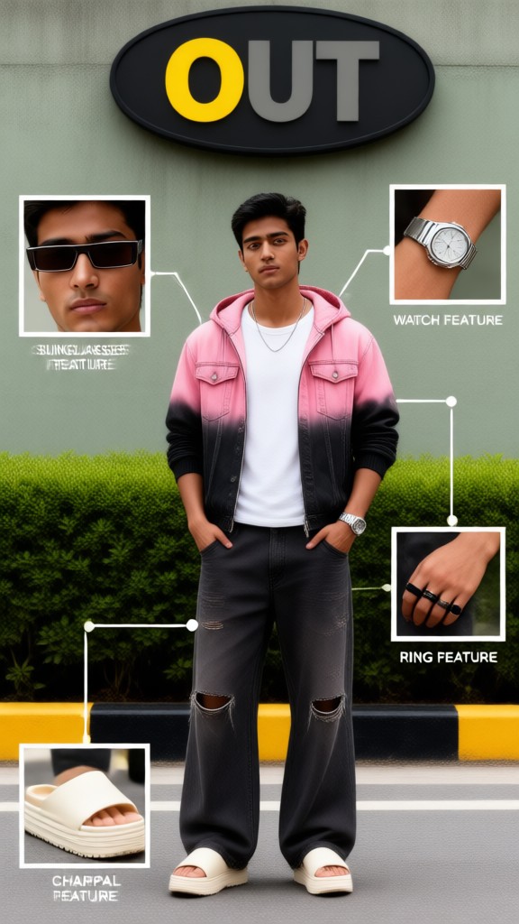Trendy men's fashion item: outfit showcase with model image