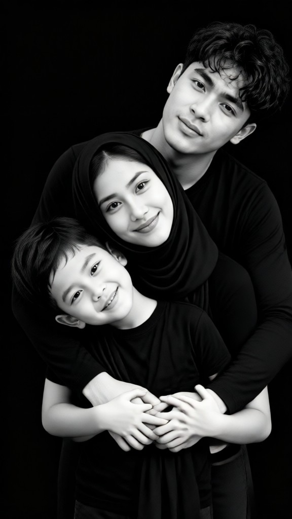 Foto de grupo de familia Vistell en blanco y negro image