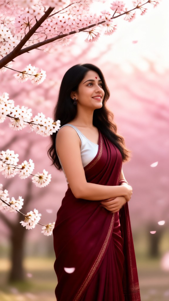 Peach Blossom Sari Photo Shoot image