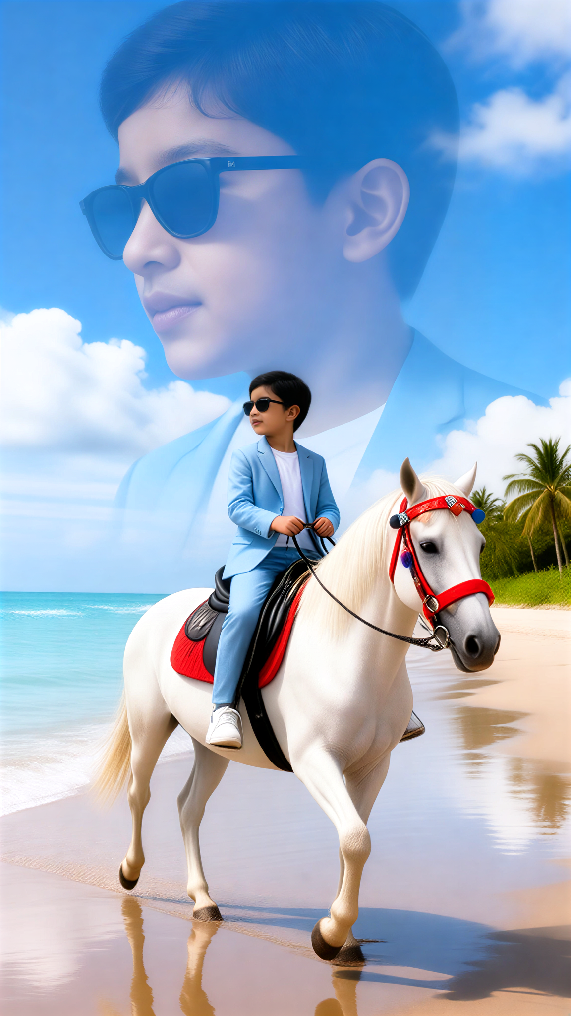 Photo Shoot of Children Holding Horses by the Sea image