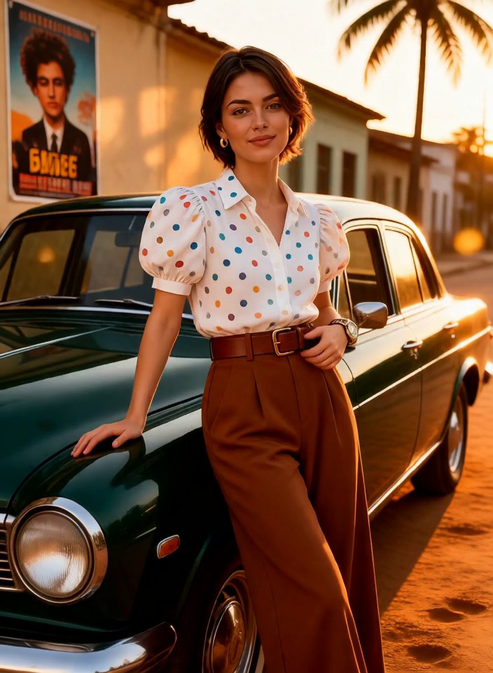 1980s Fashion Puff Sleeves by the Vintage Car image
