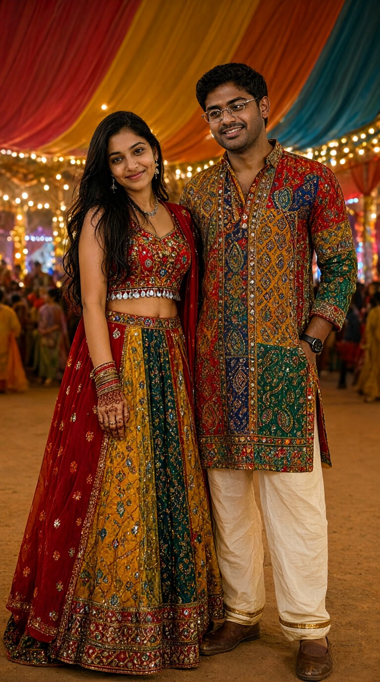 Nine Nights Festival: Garba Couple's Traditional Attire Photo Shoot image