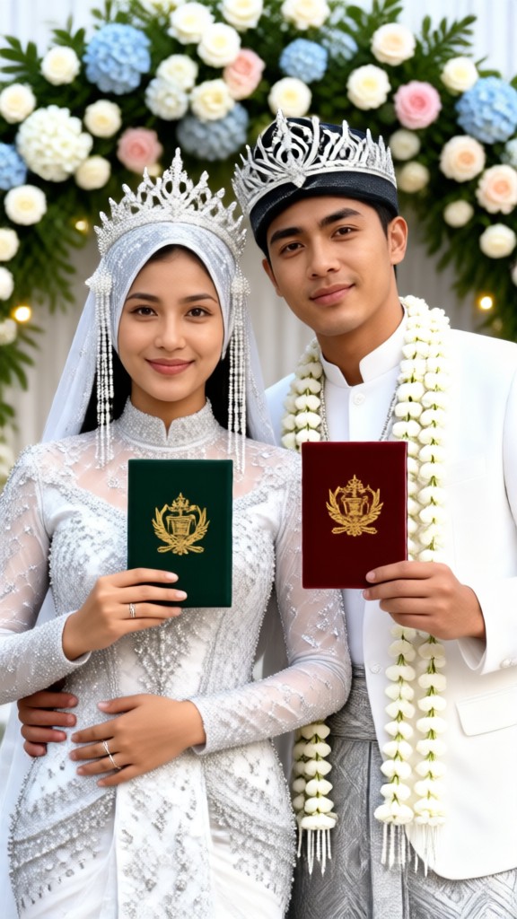Traditional Wedding Attire and Marriage Certificate image