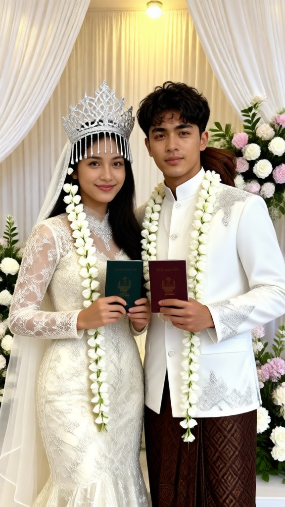 Traditional Wedding Attire and Marriage Certificate image