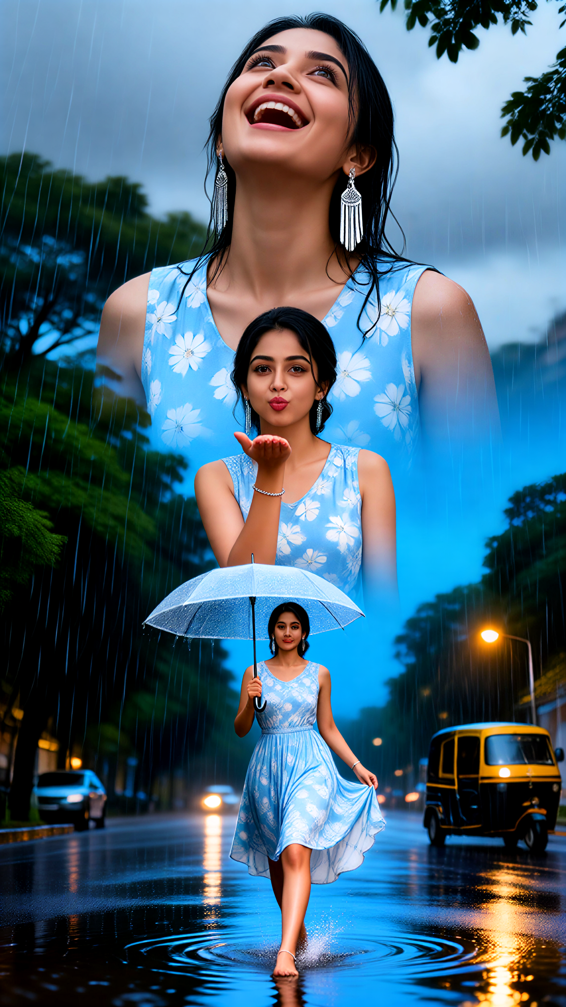 A Stroll in the Rain: A Three-Panel Photo Series image