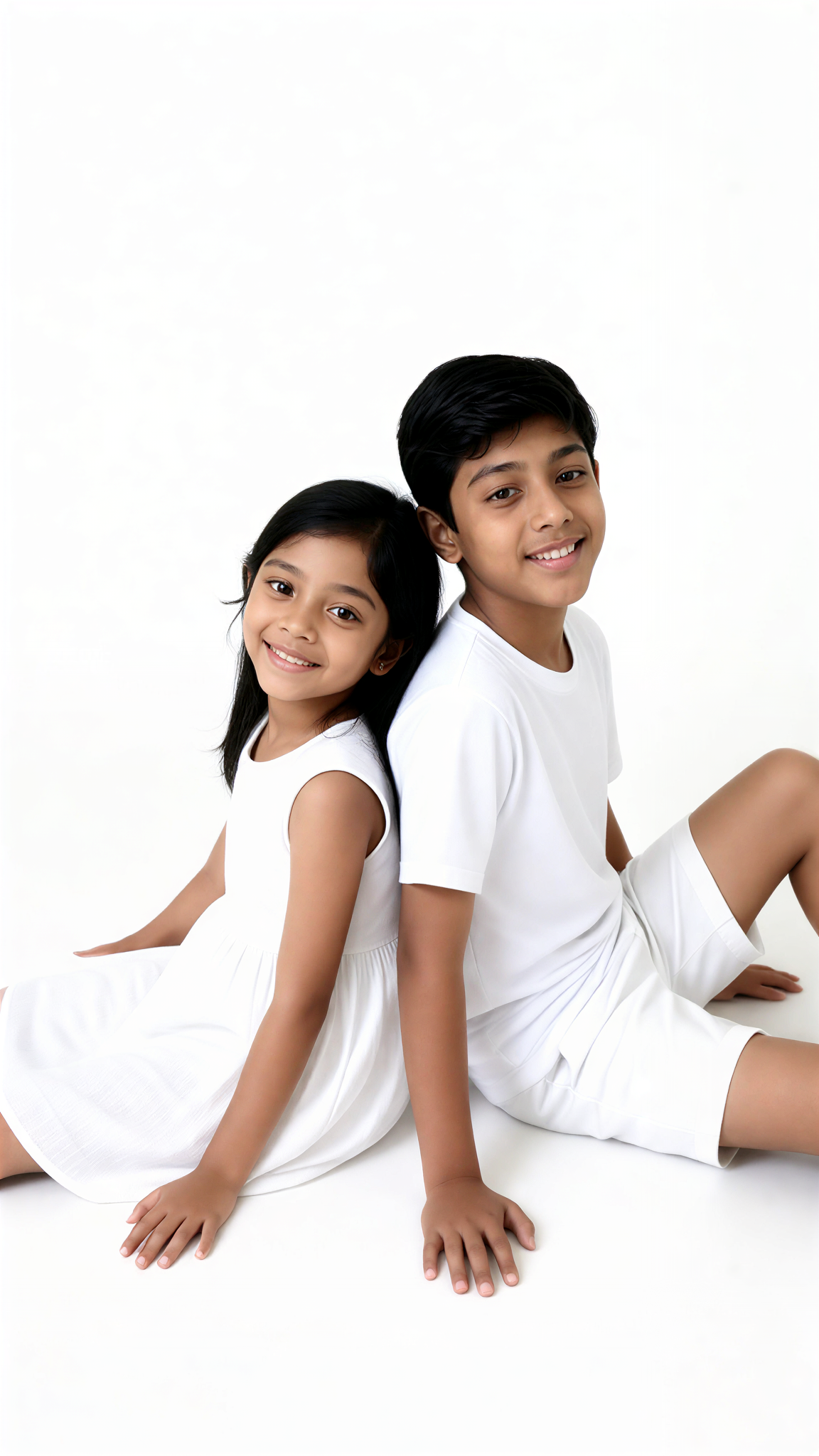 Pure White Studio Photoshoot: Retratos de crianças irmãs image