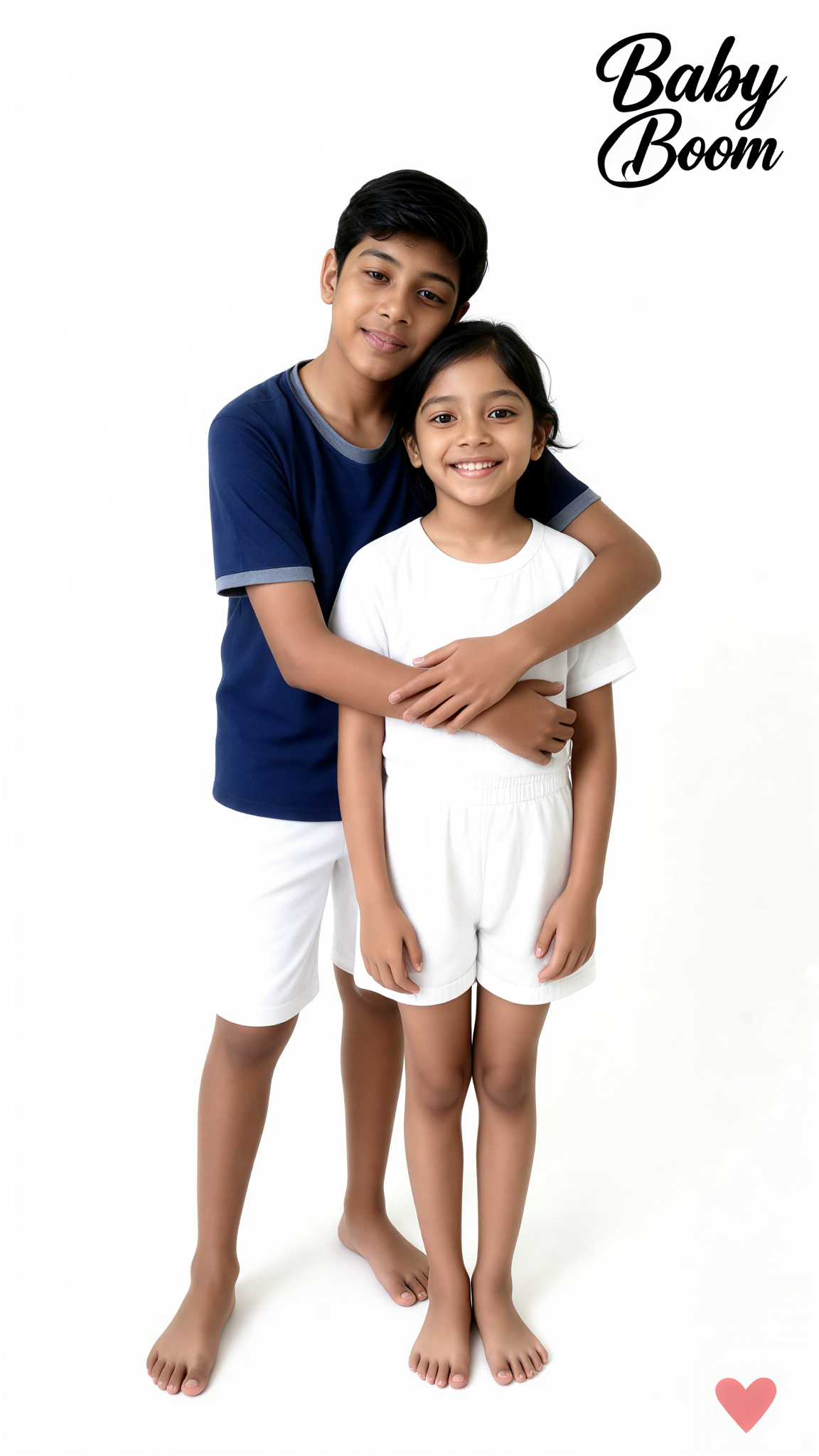 Pure White Studio Photoshoot: Retratos de niños hermanos image