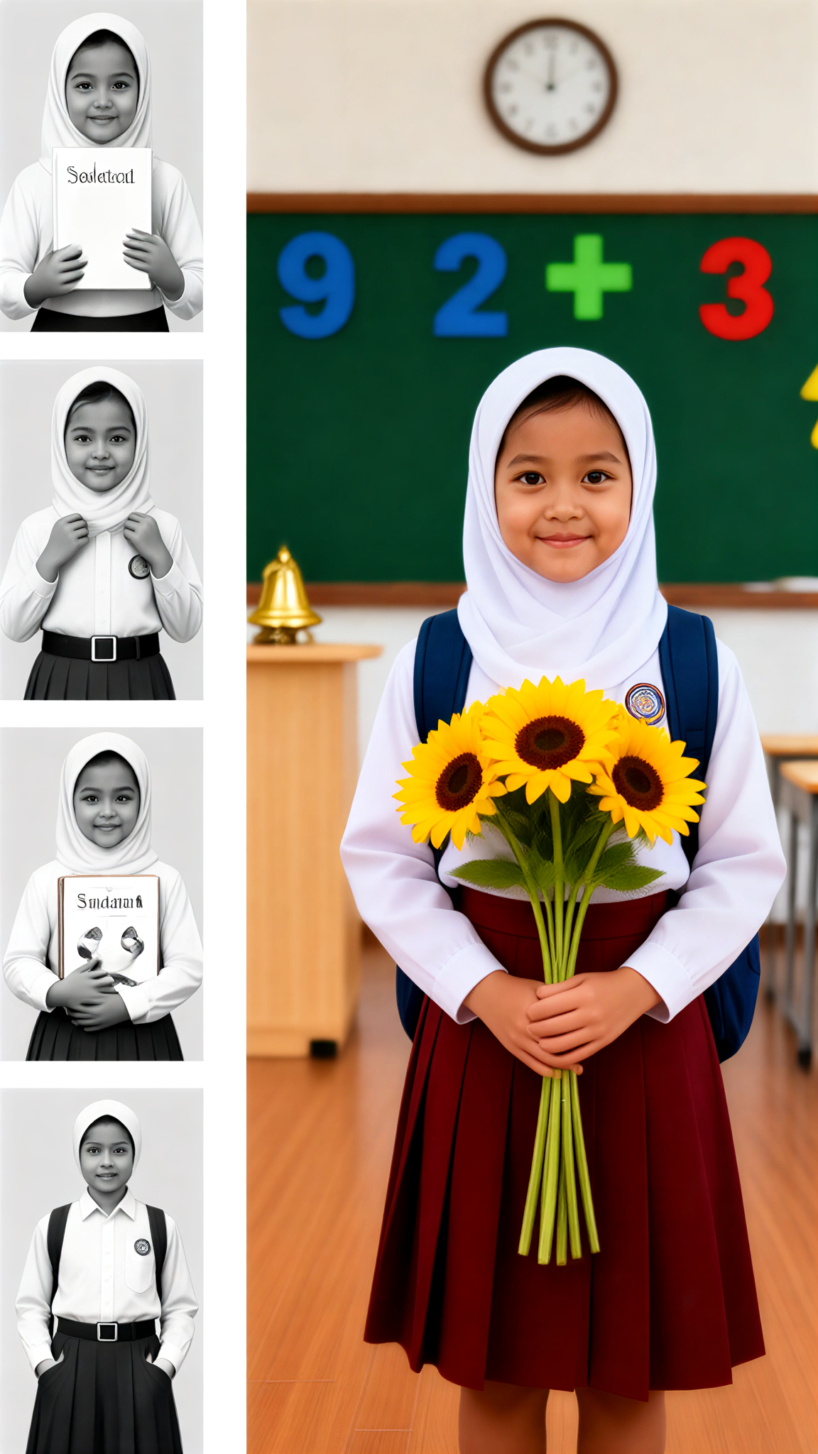 Fotografía de uniforme escolar: Diseño de cuatro paneles image