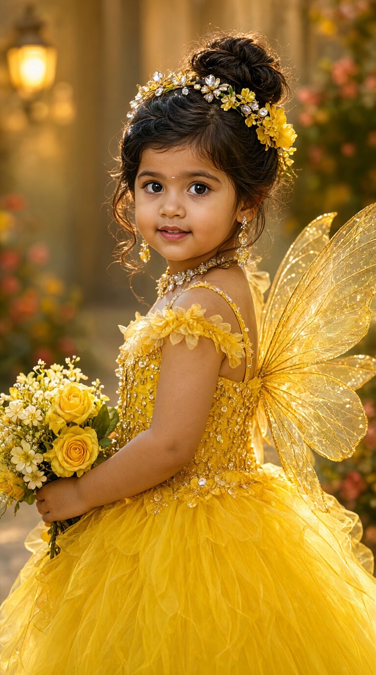 Little Girl with Multicoloured Butterflies image