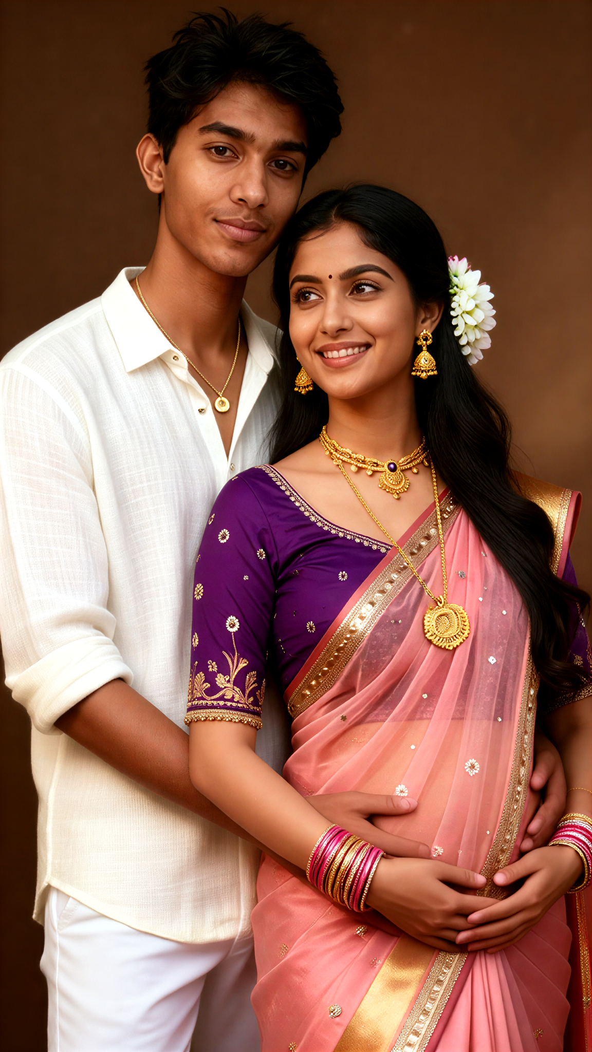 Couple Saree Maternity Photoshoot image