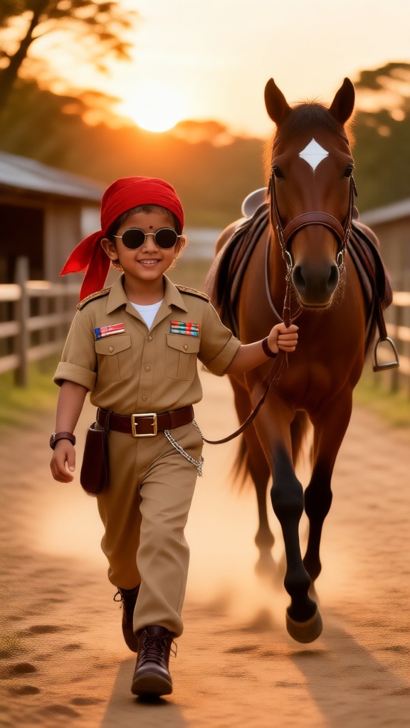 Polizistin führt Pferd image