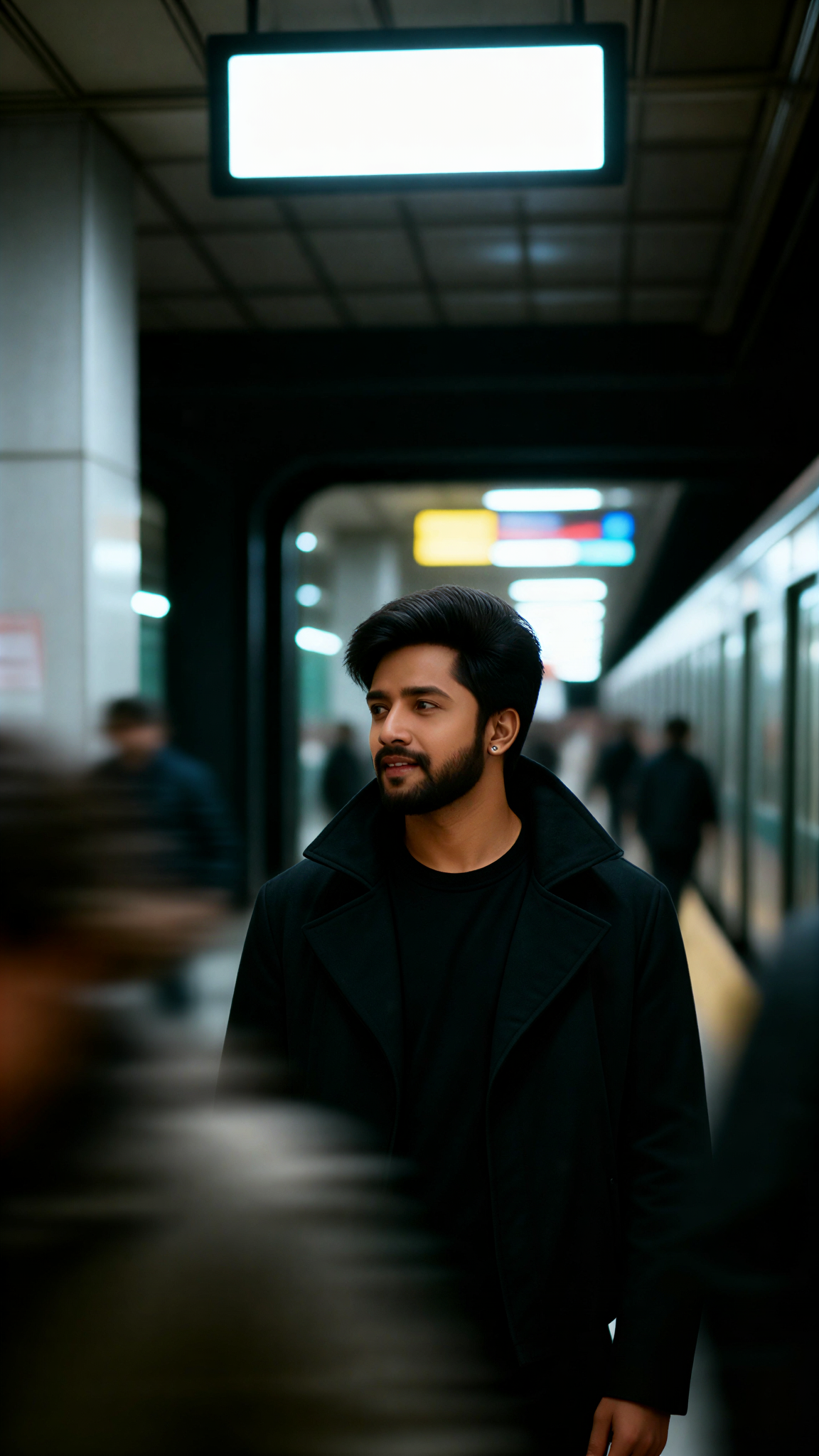 Blurred dynamic street crowd with cinematic feel image