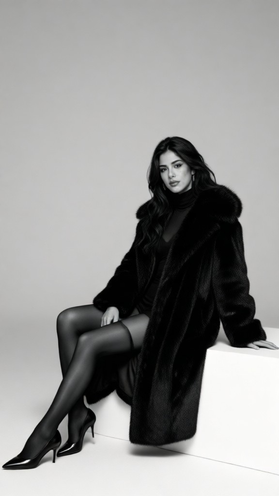 Black-and-White Mink Coat image