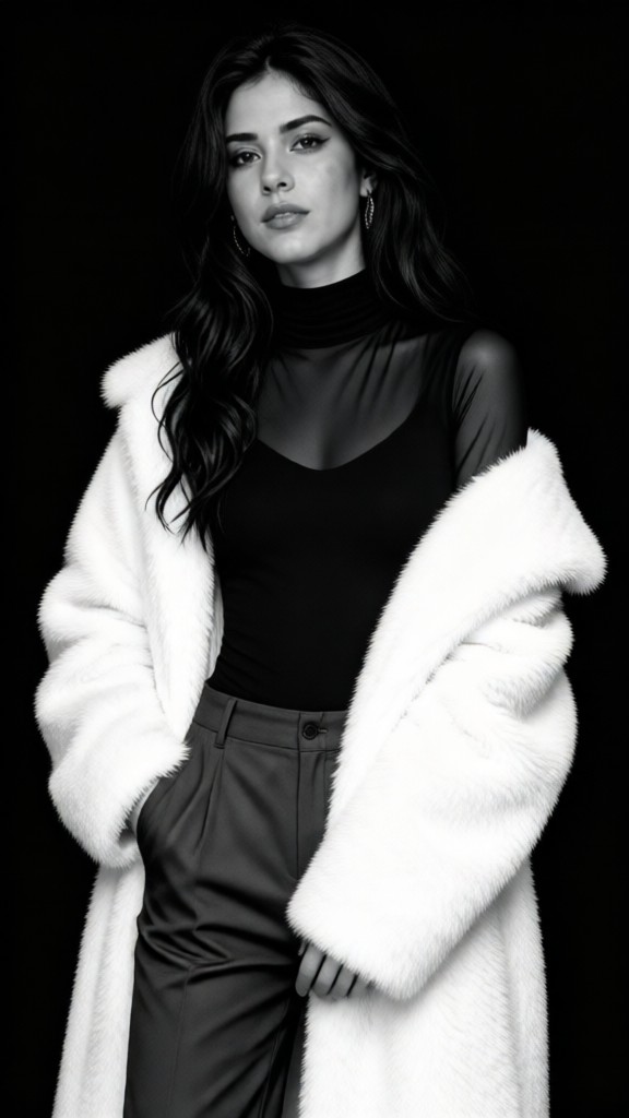 Black-and-White Mink Coat image