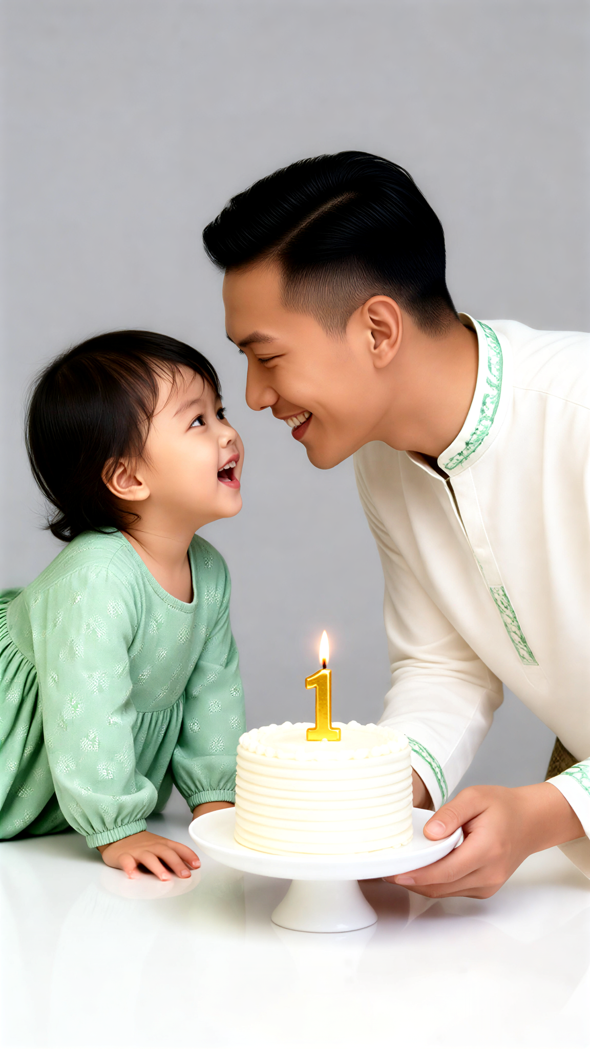 Father-Daughter Baju Koko and Batik Birthday Portrait image