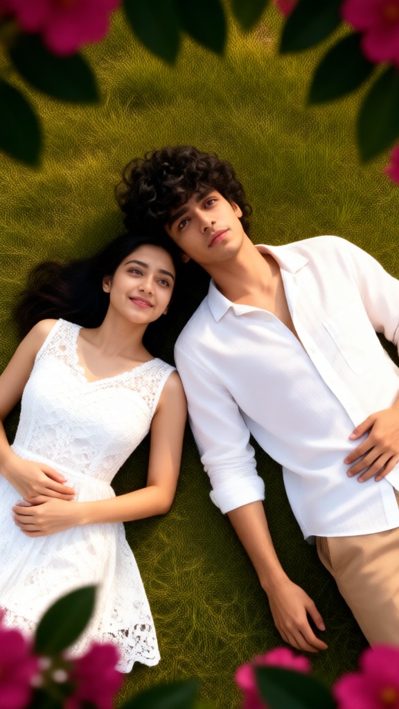 Lying on the lawn image