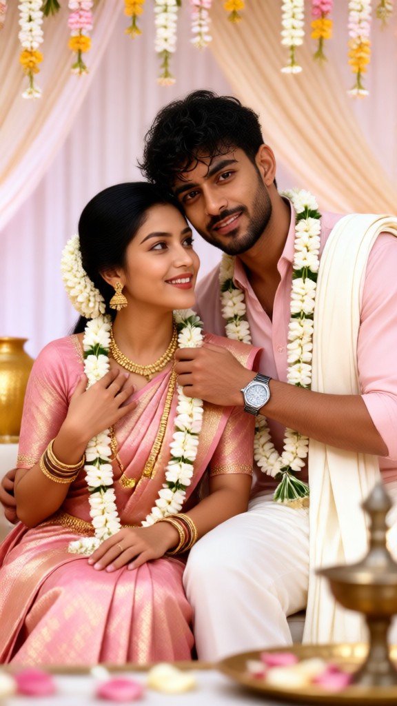 Pink Wedding Couple image