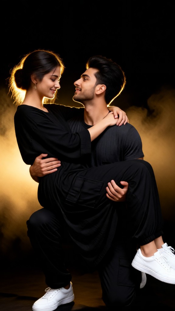 Yellow Light Couple Photo Shoot image