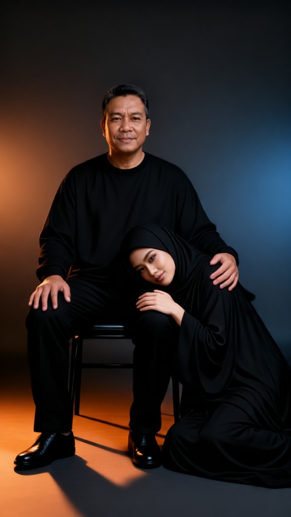 snuggle up in the arms of father image
