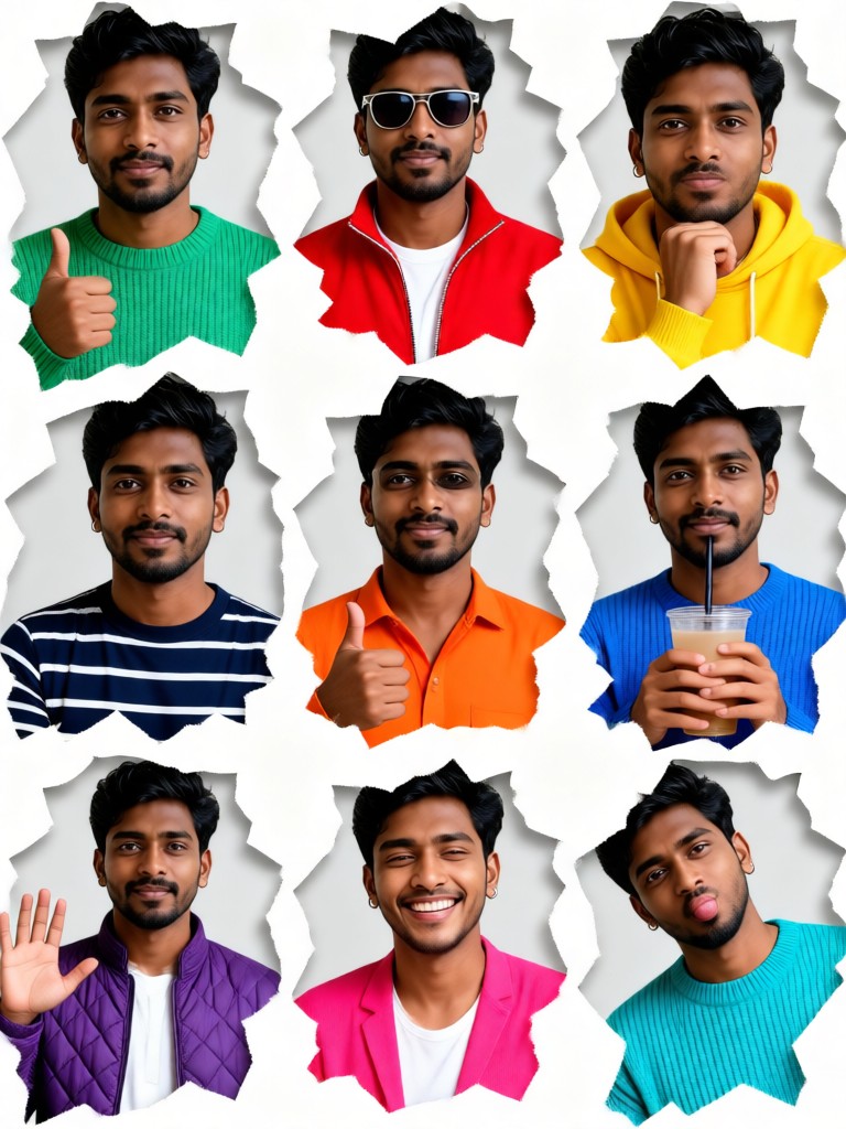 A 3x3 Grid of Expressive Men image
