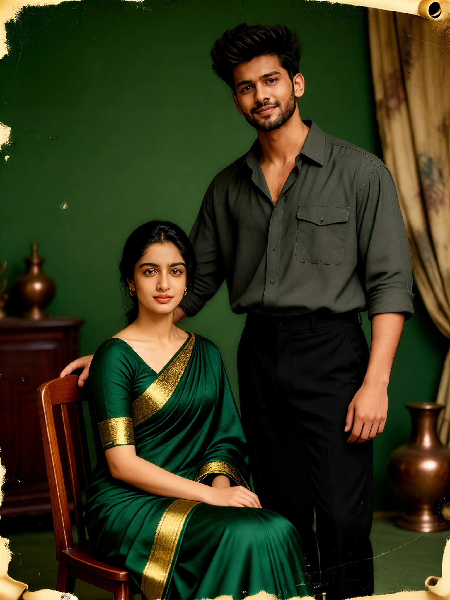 80s  couple  Dark Green Pose image