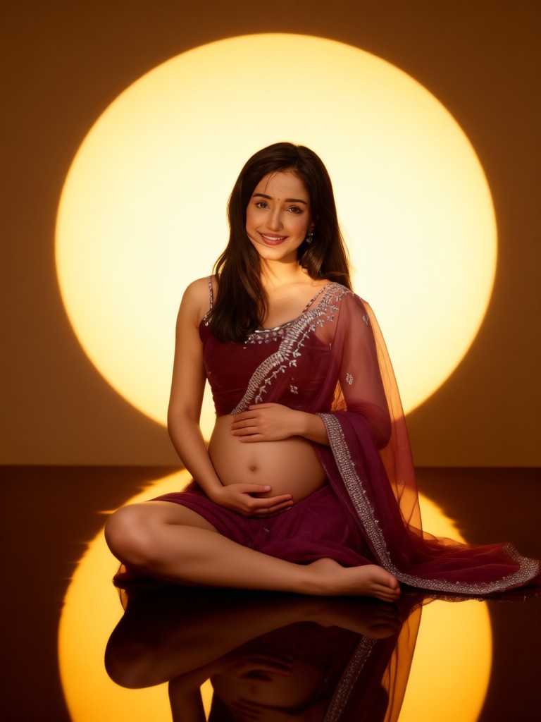 Pregnant Woman Solo: Golden Halo Portrait image
