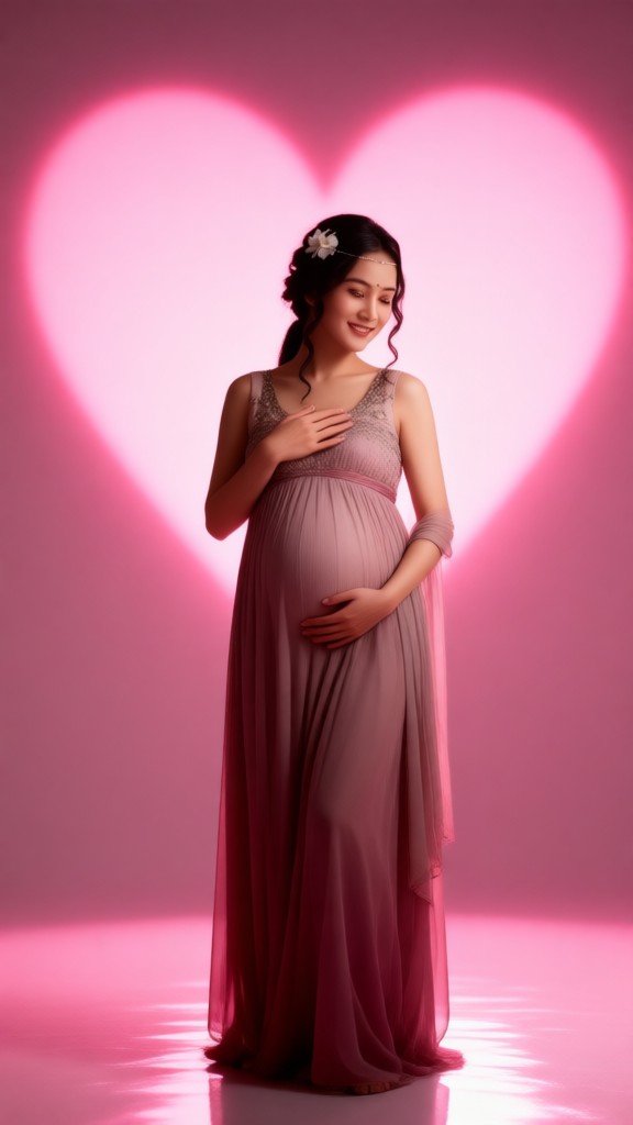 Pregnant Woman Solo: Pink Heart Portrait image