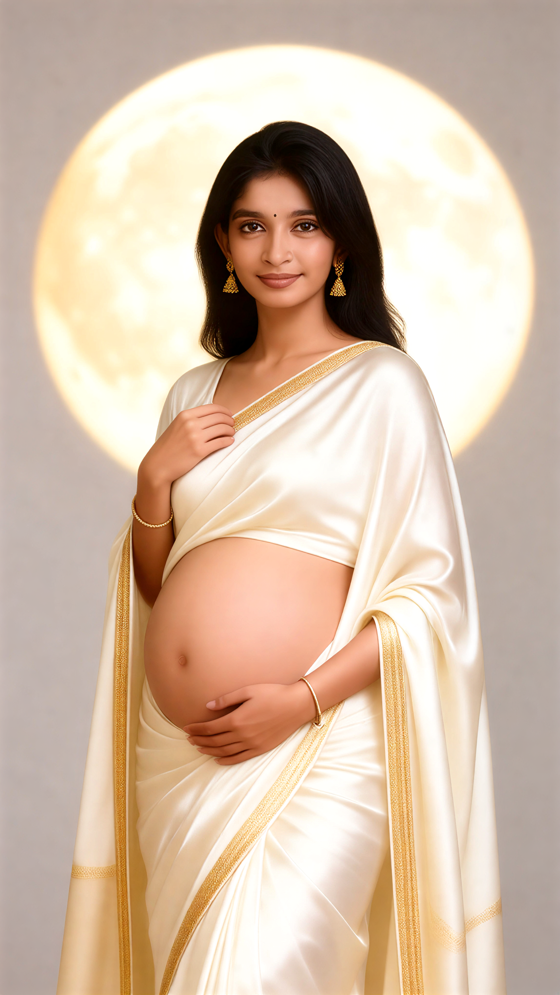 Pregnant Woman Solo: Ivory Sari Moon Halo image